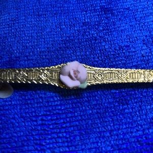 Vintage Pink Porcelain Rose Bar Brooch
